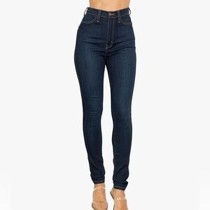 Vibrant High waisted, Dark Wash Blue Jeans